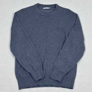 Zara Grey Textured 100% Wool Crewneck Sweater